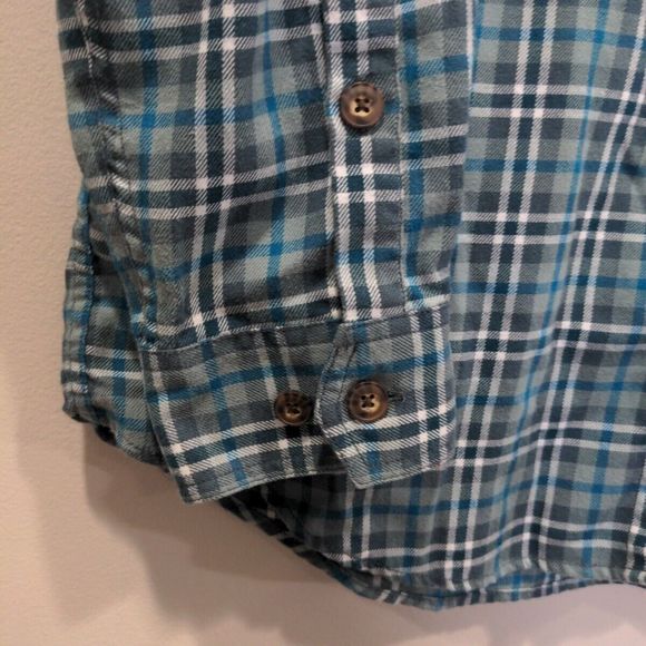 Duluth Mens Free Swingin Wicking Flannel Shirt Size L Blue Button LS Lightweight - Picture 6 of 14